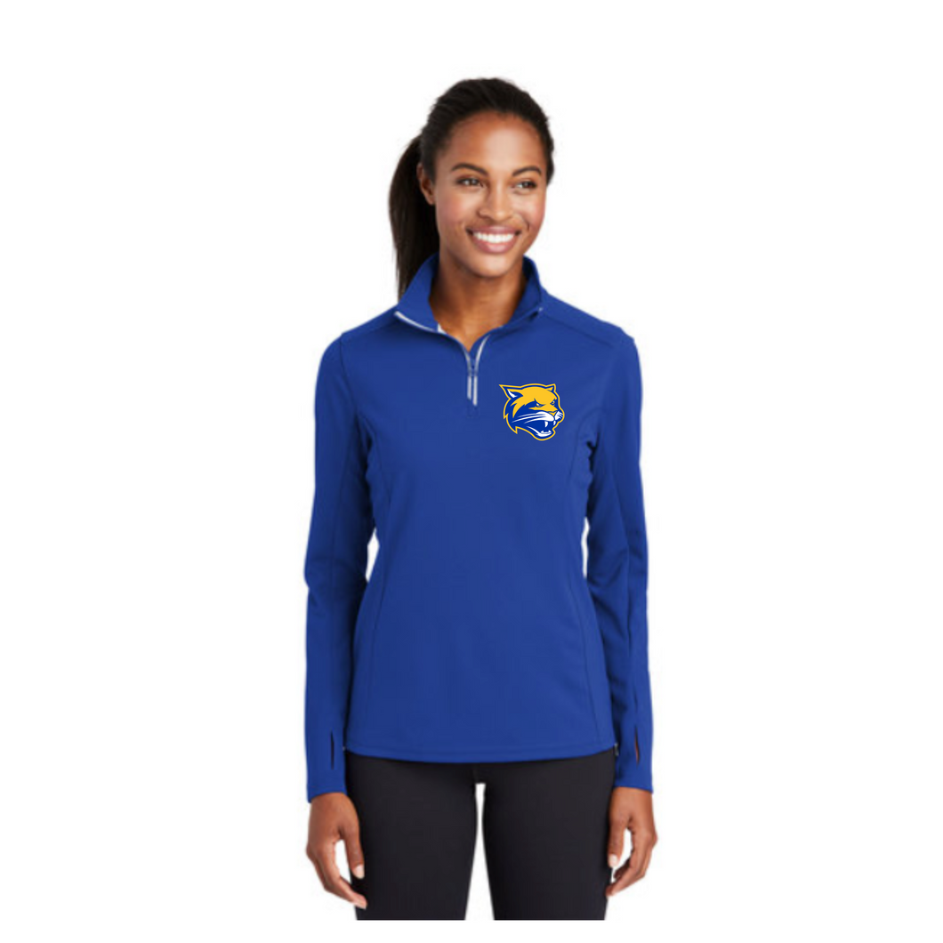 Sport-Tek - Ladies Sport-Wick Textured 1/4-Zip Pullover w/ Cougar embroidered on left chest