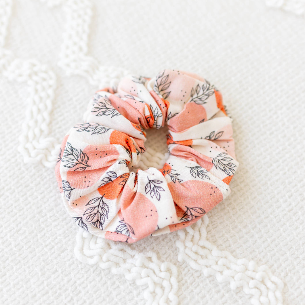 Pink Leaves Scrunchie