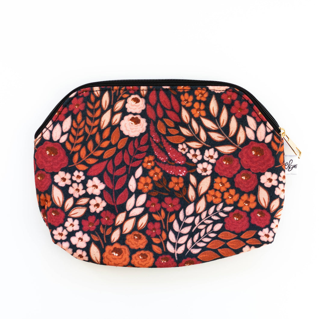 Dried Florals Charcoal Zipper Pouch