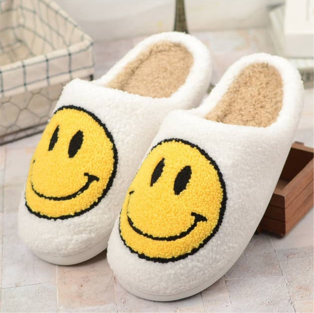 RETRO Smiley Face Slippers  - Soft, Plush & Comfy